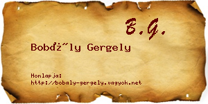 Bobály Gergely névjegykártya